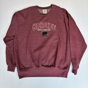 Vintage Cherokee North Carolina Sweatshirt Size XL Embroidered Maroon